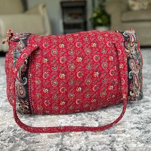 Vintage VILLA RED Vera Bradley Weekender Overnight Duffle Bag